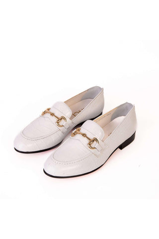 Vinci Monaco Leather Horse-Bit Loafer - White-AmbrogioShoes