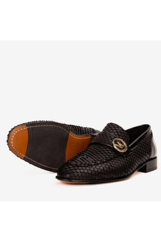 Vinci Monarch Leather Loafer - Black-AmbrogioShoes