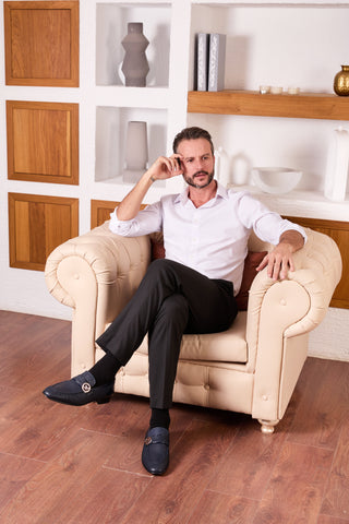 Vinci Monarch Leather Loafer - Navy-AmbrogioShoes