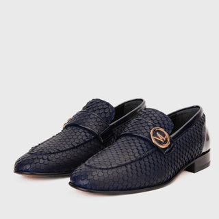 Vinci Monarch Leather Loafer - Navy-AmbrogioShoes