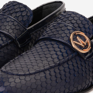 Vinci Monarch Leather Loafer - Navy-AmbrogioShoes