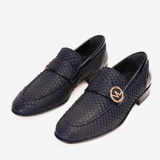 Vinci Monarch Leather Loafer - Navy-AmbrogioShoes