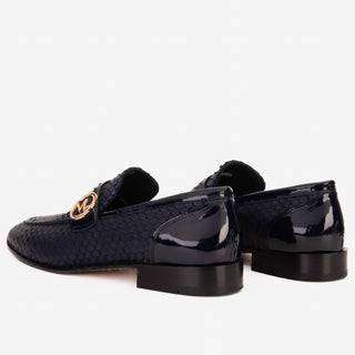 Vinci Monarch Leather Loafer - Navy-AmbrogioShoes