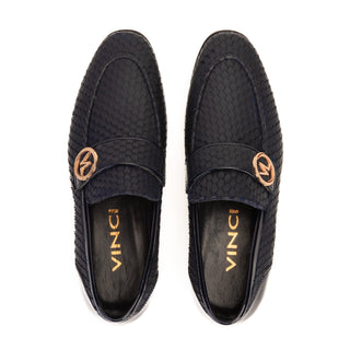 Vinci Monarch Leather Loafer - Navy-AmbrogioShoes