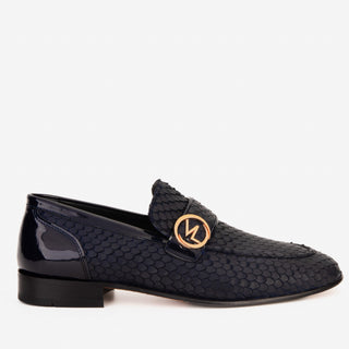 Vinci Monarch Leather Loafer - Navy-AmbrogioShoes