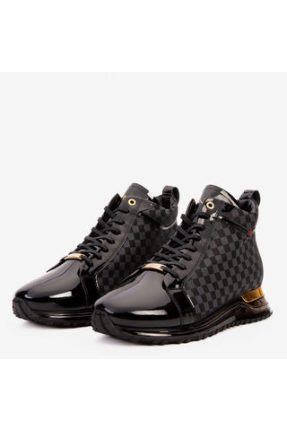 Vinci Monte Carlo Leather High-Top Sneaker - Black-AmbrogioShoes
