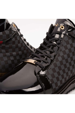 Vinci Monte Carlo Leather High-Top Sneaker - Black-AmbrogioShoes