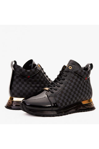 Vinci Monte Carlo Leather High-Top Sneaker - Black-AmbrogioShoes