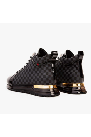 Vinci Monte Carlo Leather High-Top Sneaker - Black-AmbrogioShoes