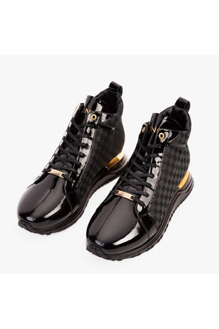 Vinci Monte Carlo Leather High-Top Sneaker - Black-AmbrogioShoes