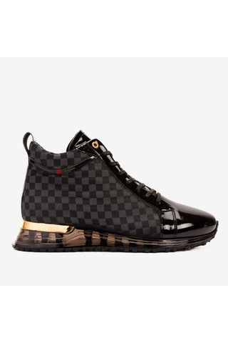 Vinci Monte Carlo Leather High-Top Sneaker - Black-AmbrogioShoes