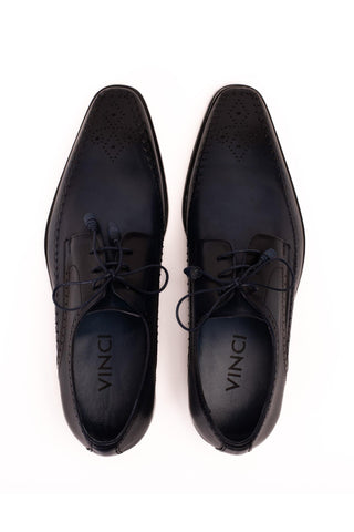 Vinci Moon Leather Derby - Navy-AmbrogioShoes