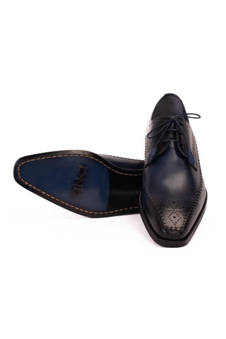 Vinci Moon Leather Derby - Navy-AmbrogioShoes