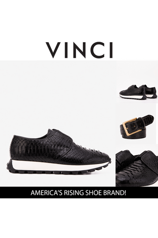 Vinci Obsidian Python Sneaker - Black-AmbrogioShoes
