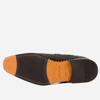 Vinci Orion Embossed Leather Double Monk-Strap Boot - Black-AmbrogioShoes