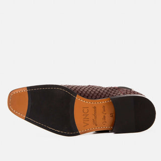 Vinci Orion Embossed Leather Double Monk-Strap Boot - Burgundy-AmbrogioShoes