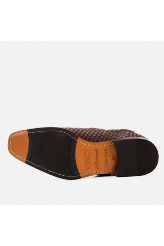 Vinci Orion Embossed Leather Double Monk-Strap Boot - Burgundy-AmbrogioShoes