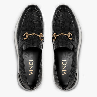 Vinci Padova Leather Horse-Bit Loafer - Black