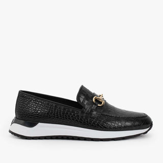 Vinci Padova Leather Horse-Bit Loafer - Black
