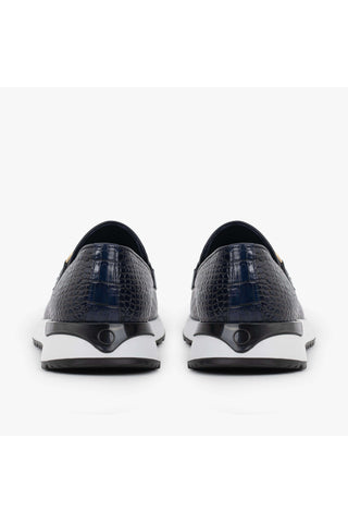 Vinci Padova Leather Horse-Bit Loafer - Navy-AmbrogioShoes