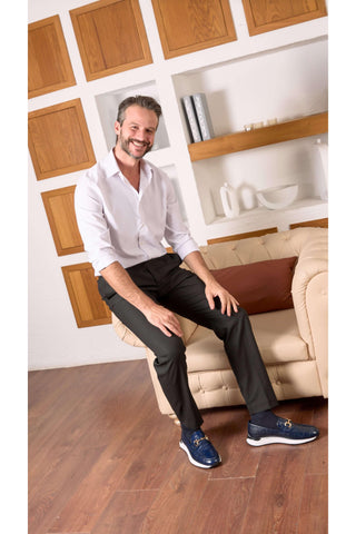 Vinci Padova Leather Horse-Bit Loafer - Navy-AmbrogioShoes