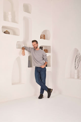 Vinci Panther Leather Chelsea Boot - Black-AmbrogioShoes