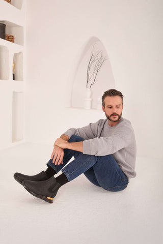 Vinci Panther Leather Chelsea Boot - Black-AmbrogioShoes