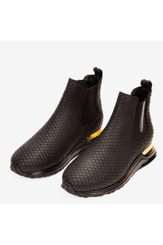 Vinci Panther Leather Chelsea Boot - Black-AmbrogioShoes