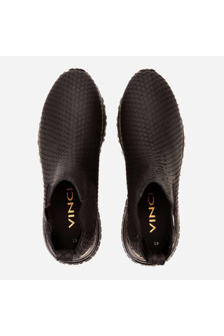 Vinci Panther Leather Chelsea Boot - Black-AmbrogioShoes