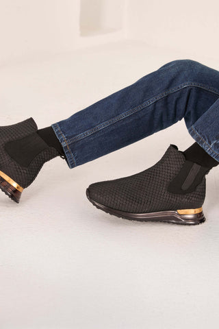 Vinci Panther Leather Chelsea Boot - Black-AmbrogioShoes
