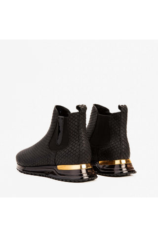 Vinci Panther Leather Chelsea Boot - Black-AmbrogioShoes