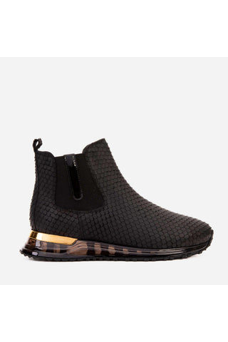 Vinci Panther Leather Chelsea Boot - Black-AmbrogioShoes