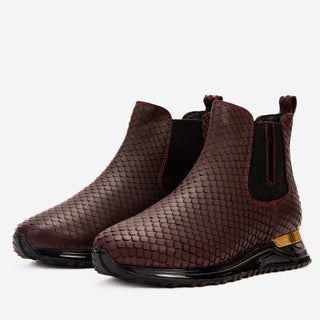 Vinci Panther Leather Chelsea Boot - Burgundy-AmbrogioShoes