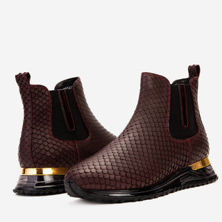 Vinci Panther Leather Chelsea Boot - Burgundy-AmbrogioShoes