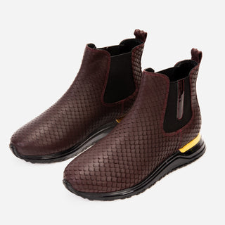 Vinci Panther Leather Chelsea Boot - Burgundy-AmbrogioShoes