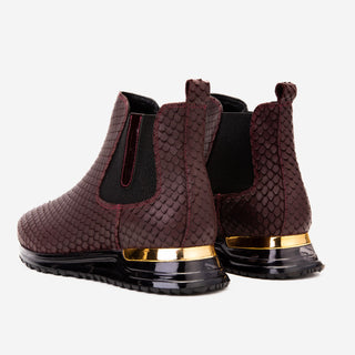 Vinci Panther Leather Chelsea Boot - Burgundy-AmbrogioShoes