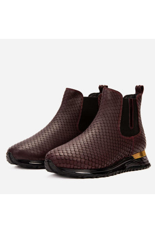 Vinci Panther Leather Chelsea Boot - Burgundy-AmbrogioShoes