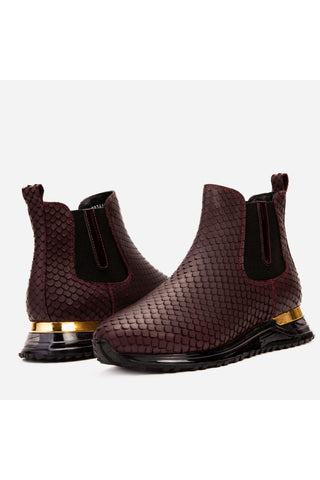 Vinci Panther Leather Chelsea Boot - Burgundy-AmbrogioShoes