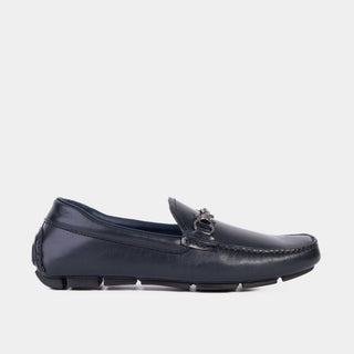 Vinci Pavia Leather Horse-Bit Loafer - Navy-AmbrogioShoes