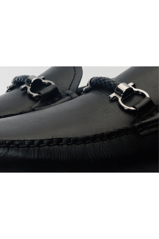 Vinci Pavia Leather Horse-bit Loafer - Black-AmbrogioShoes