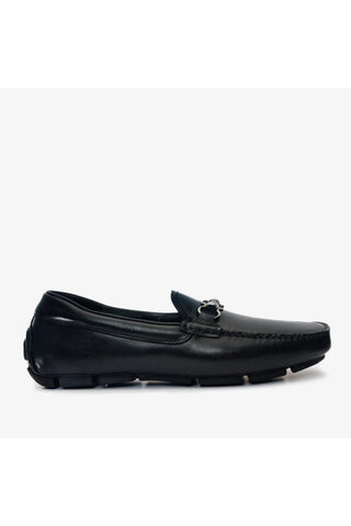 Vinci Pavia Leather Horse-bit Loafer - Black-AmbrogioShoes