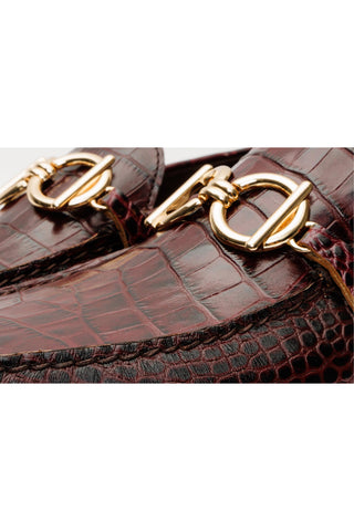 Vinci Pisa Embossed Leather Horse-Bit Loafer - Burgundy-AmbrogioShoes