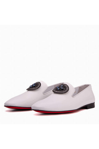 Vinci Pombe Leather Loafer - White-AmbrogioShoes