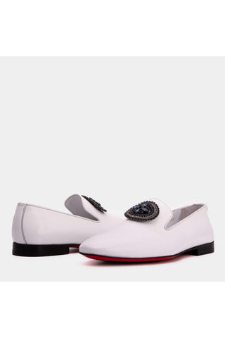 Vinci Pombe Leather Loafer - White-AmbrogioShoes