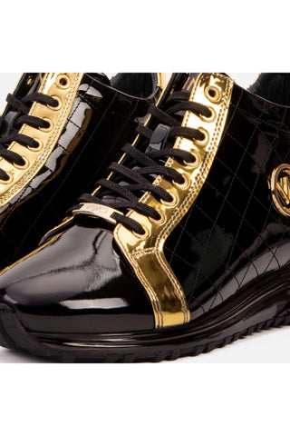 Vinci Prestige Patent Sneaker - Black & Gold-AmbrogioShoes