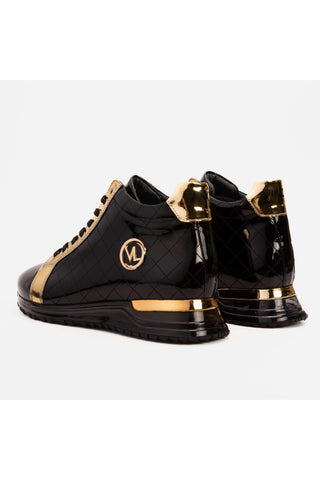 Vinci Prestige Patent Sneaker - Black & Gold-AmbrogioShoes