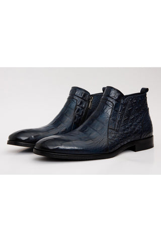Vinci Randor Crocodile Boot - Navy-AmbrogioShoes