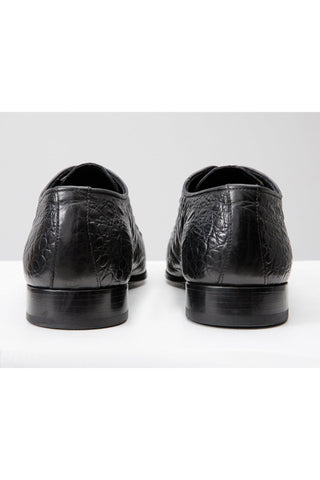 Vinci Randor Crocodile Skin Oxford - Black-AmbrogioShoes