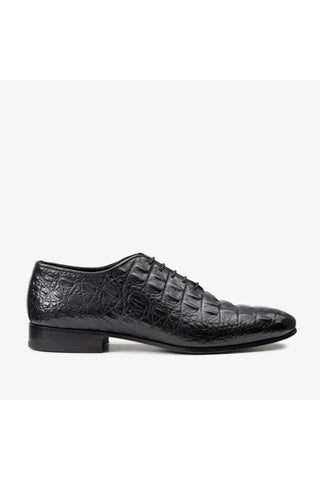 Vinci Randor Crocodile Skin Oxford - Black-AmbrogioShoes