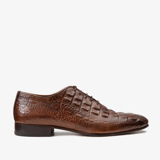 Vinci Randor Crocodile Skin Oxford - Brown-AmbrogioShoes